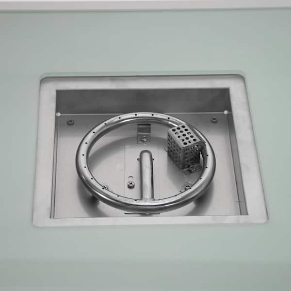 Walbrooke Modern White Patio Square Fire Pit Table with Aluminum Frame