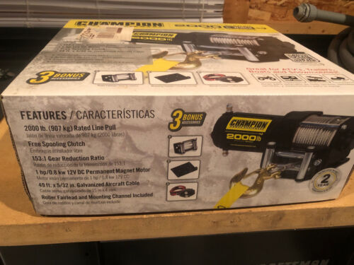NEW in BOX Champion Power Equipment 12003 ATV/UTV Winch Kit 2000-lb Accessories