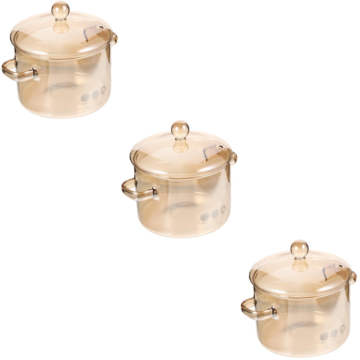 Homemaxs 3pcs High Borosilicate Glass Stockpot with Lid and Double Ear Noodle Bowl Korean Ramen Pot