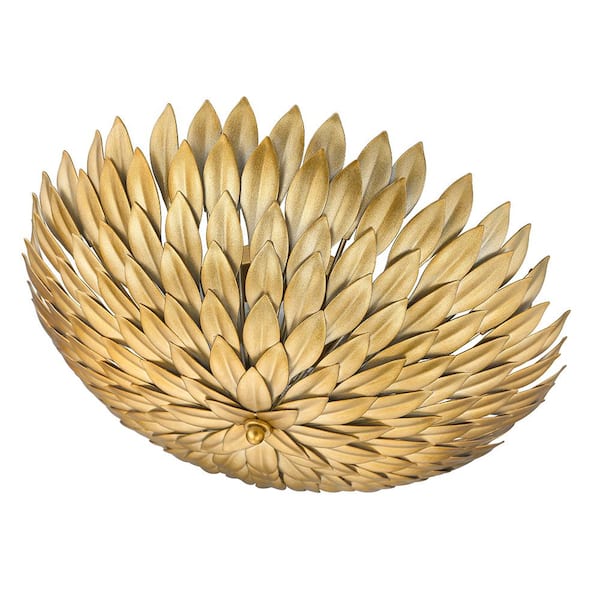 Heather I 20 in. 3-Light Gold Flush Mount