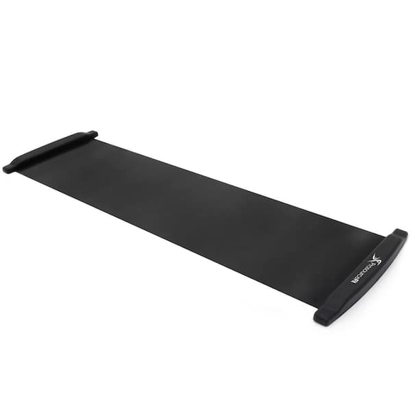 Black 72 in. x 20 in. Non-Slip PVC Exercise Slide Board with End Stops, Booties, and Carrying Bag (10 sq. ft. covered)