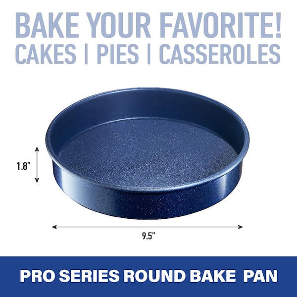 Pro Classic Blue 9 in. 0.8MM Gauge Diamond and Mineral Infused Nonstick Round Baking Pan