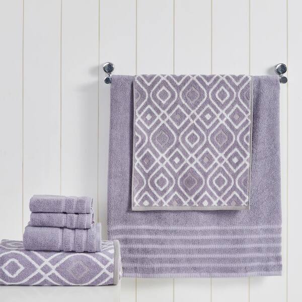 Oxford Gray Lavender 6-Piece Yarn Dyed Towel Set