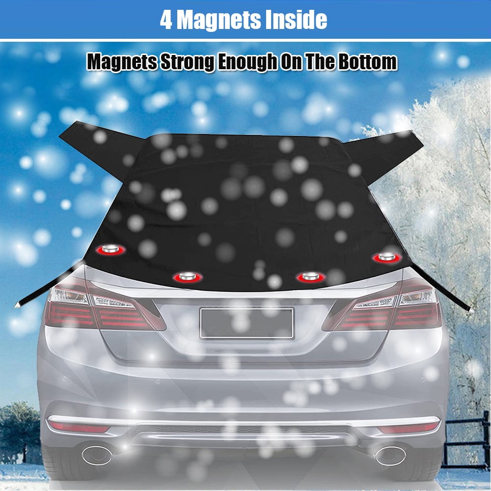 Rear Snow Cover & Car Windshield with Magnetic Edge Shade, iClover All Weather Back Window Frost Cover Protection from Snow, Ice & Sun Fits Most Cars, Suvs & Vans Winter Accessories - Rear Cover