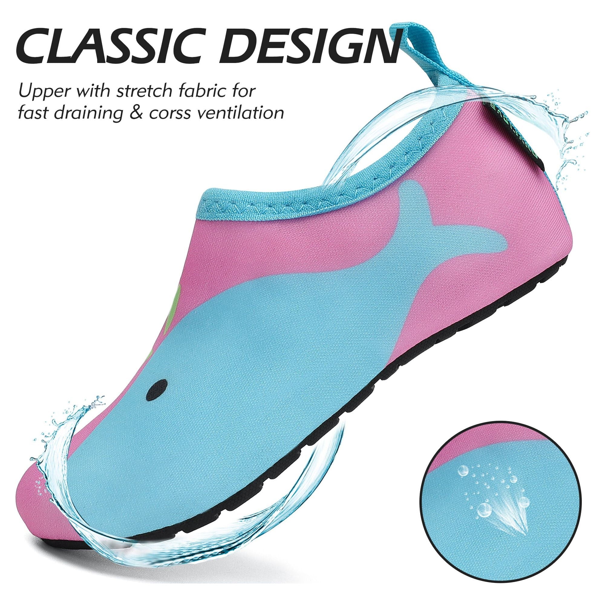 SAGUARO Unisex Kids Water Shoes Boys Girls Sports Aqua Socks Quick Dry Breathable Barefoot Skin Shoes for Outdoor Swimming Pool Beach