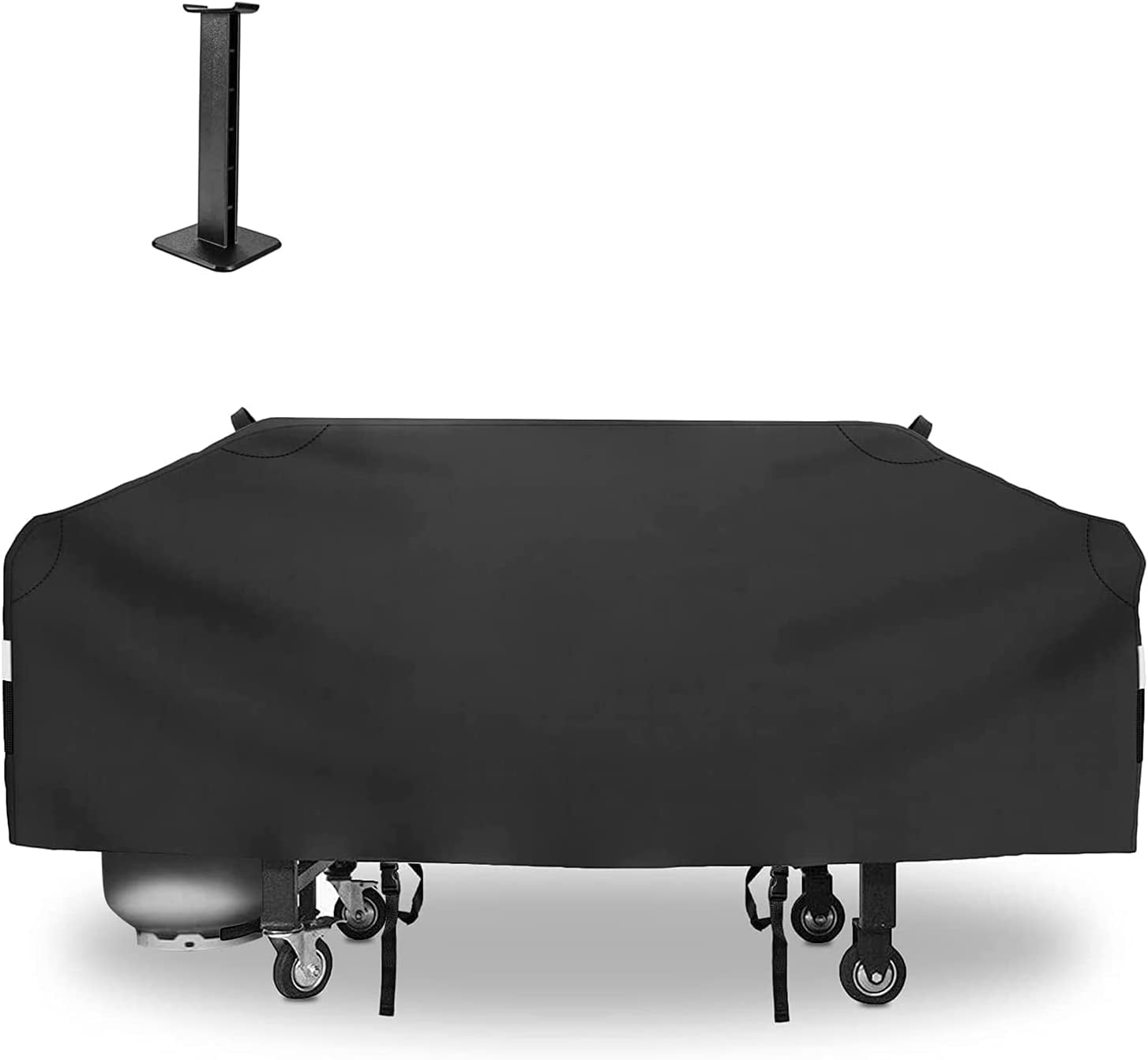 28 inch Griddle Cover for Blackstone, 600D Anti-Fade Waterproof Flat Top Grill Cover for Blackstone 28 inch Griddle Cooking Station with Single Shelf without Hood, Come with Support Pole, Black