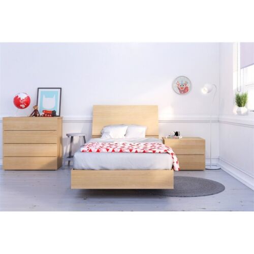 Nexera 341105 Wood Nightstand 2-Drawer Natural Maple