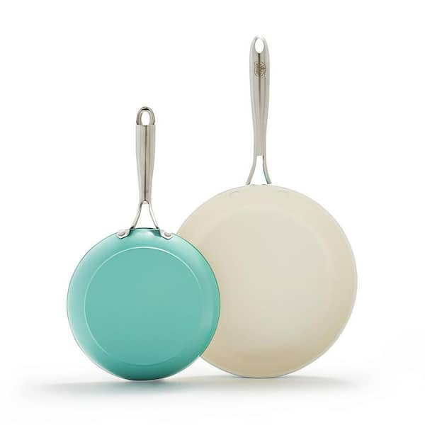 Artisan 2-Piece Healthy Ceramic Nonstick 8 in. and 10 in. Frying Pan Skillet Set in Turquoise