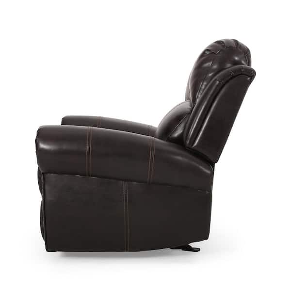 Gavin 39 in. Dark Brown PU Leather Nailhead Trim 3 Position Recliner