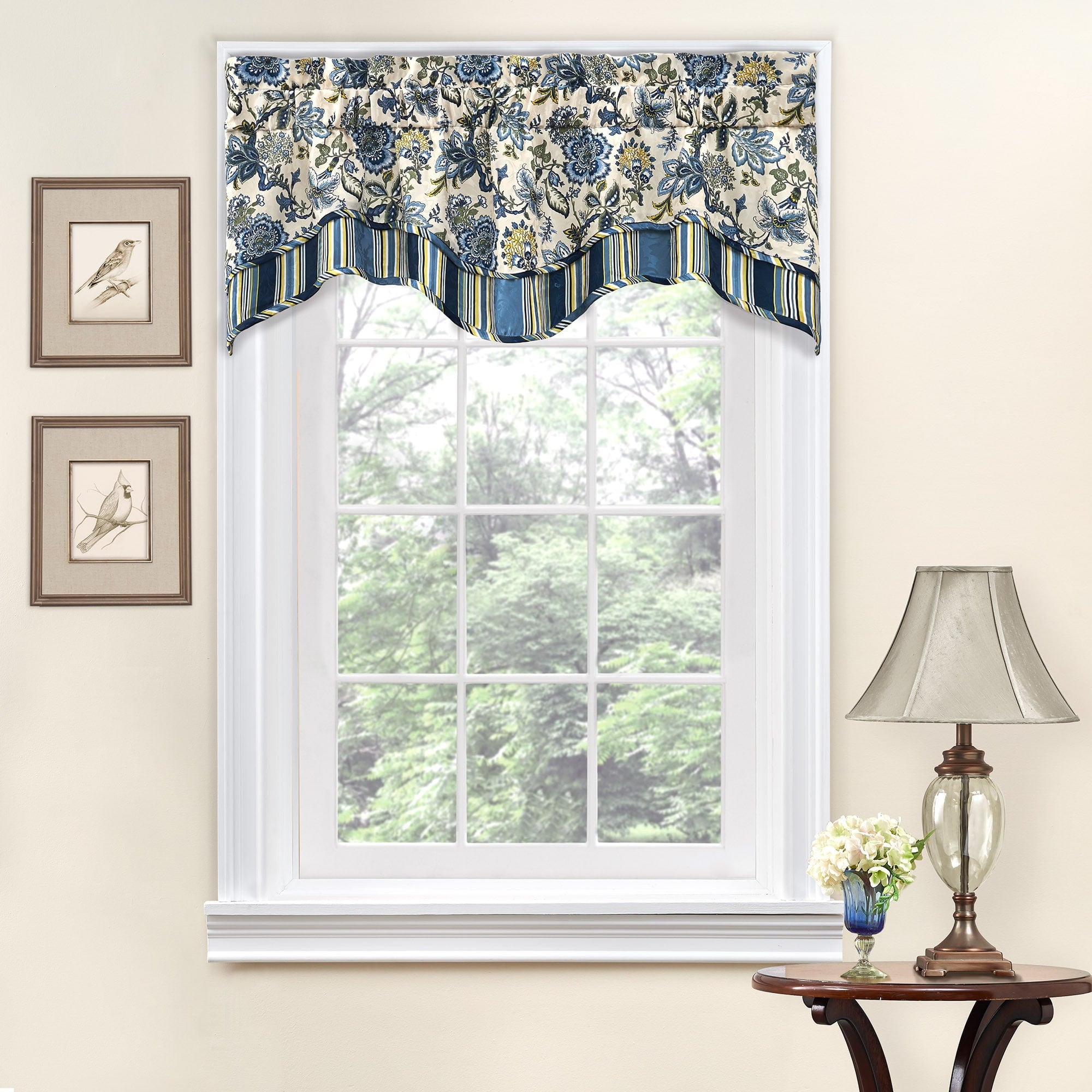 Waverly Traditional Floral Rod Pocket Semi-Sheer Valance, 52