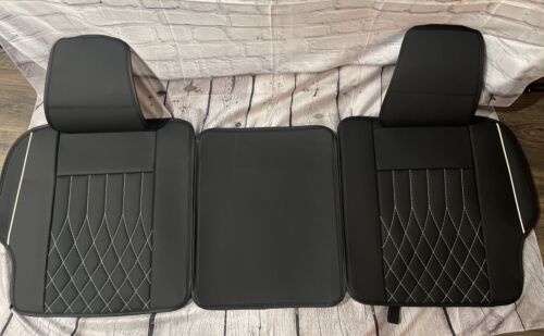 Aierxuan Faux Leather Full Set Seat Covers blk/white Chevy, GMC Sierra - '07-'23