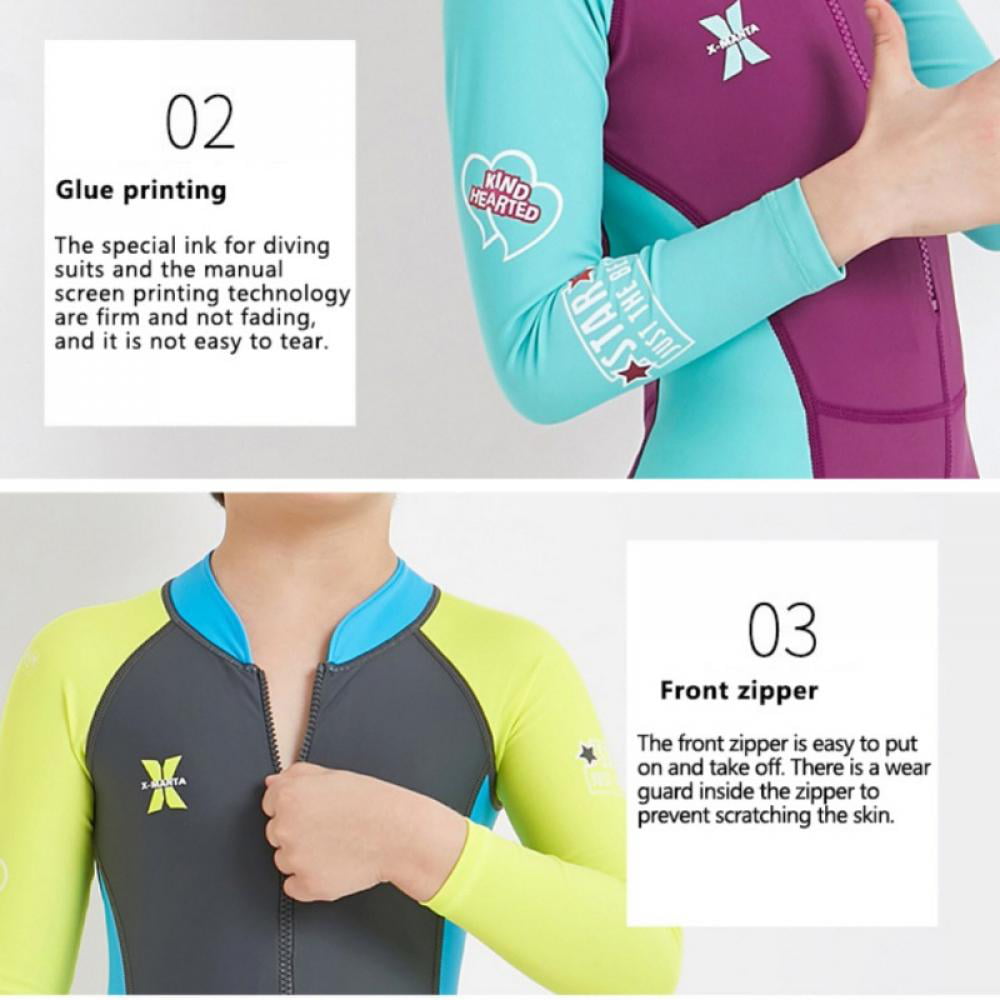 Kids Diving Suit Neoprene Wetsuit Long Sleeves UV Protection Swimwear S-2XL