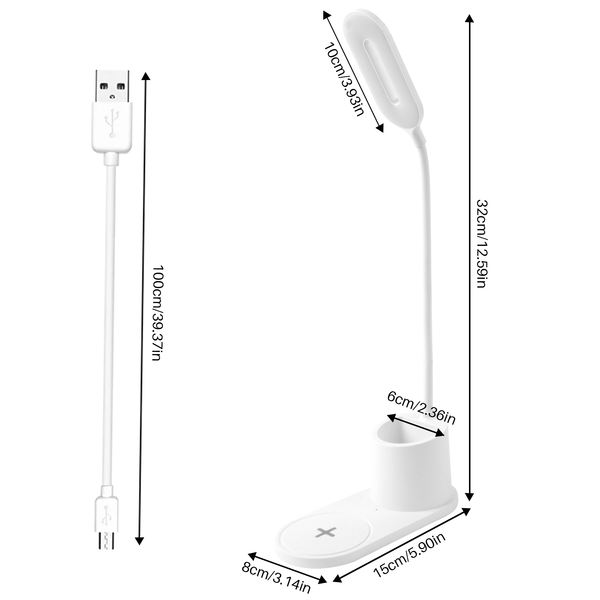 BCOOSS Led Desk Lamp for an Office in Home with Pen Holder and Wireless Charger- 3 Modes Dimmable LED Table Lamp with Flexible Gooseneck
