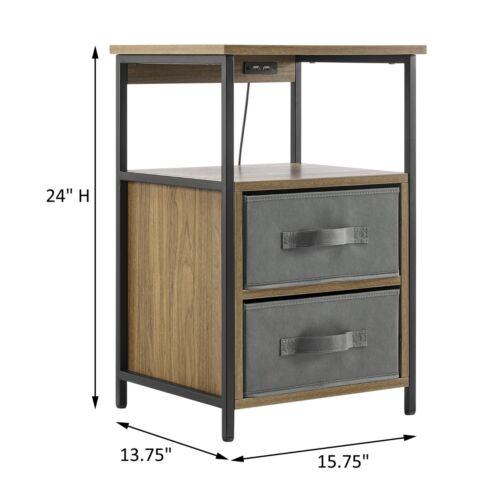 Mainstays 2-Drawers Nightstand With USB Bedroom Bedroom Black