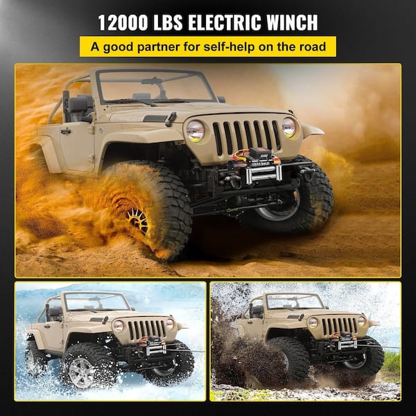 12000 lbs. Truck Winch 85 ft. Electric Winch Steel Cable 12-Volt Winch with Wireless Remote Control and Powerful Motor