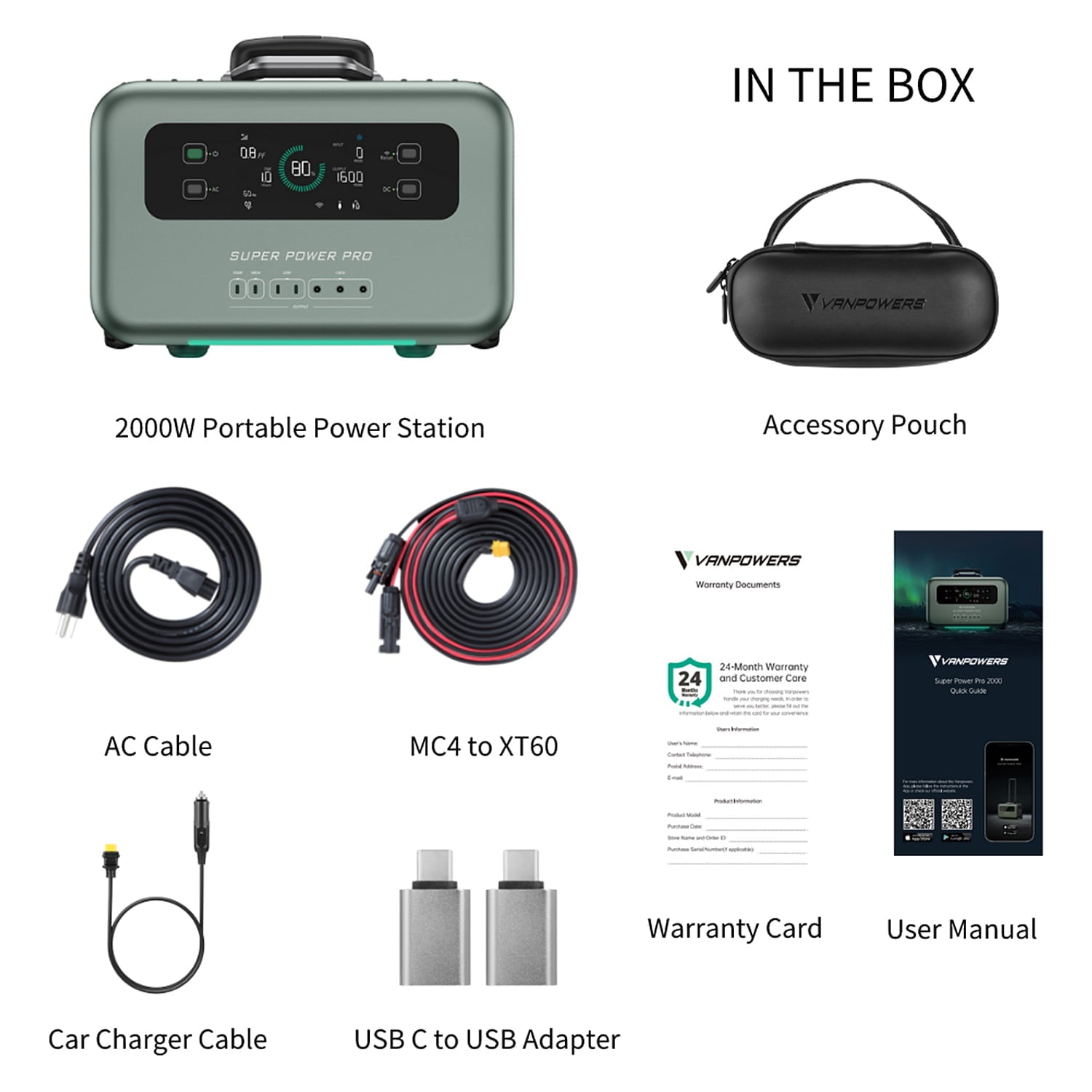 Vanpowers Portable Solar Generator, 1440Wh Capacity Portable Power Station,2000W AC Output for Outdoor Camping, RV, Home Backup, Emergency, off-Grid