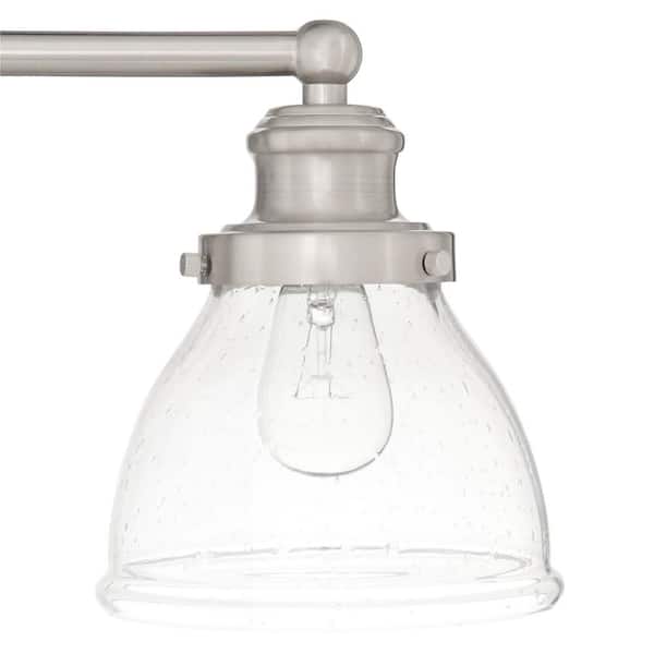 Albona 3-Light Brushed Nickel Vanity Light with Clear Seeded Glass Shades