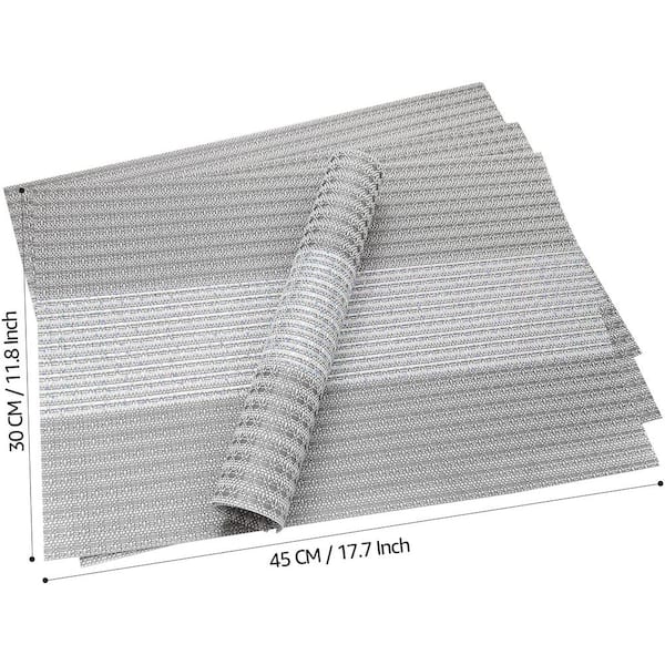 18 in. x 12 in. Grey Glitter Vinyl Weave Placemats (Set of 4)