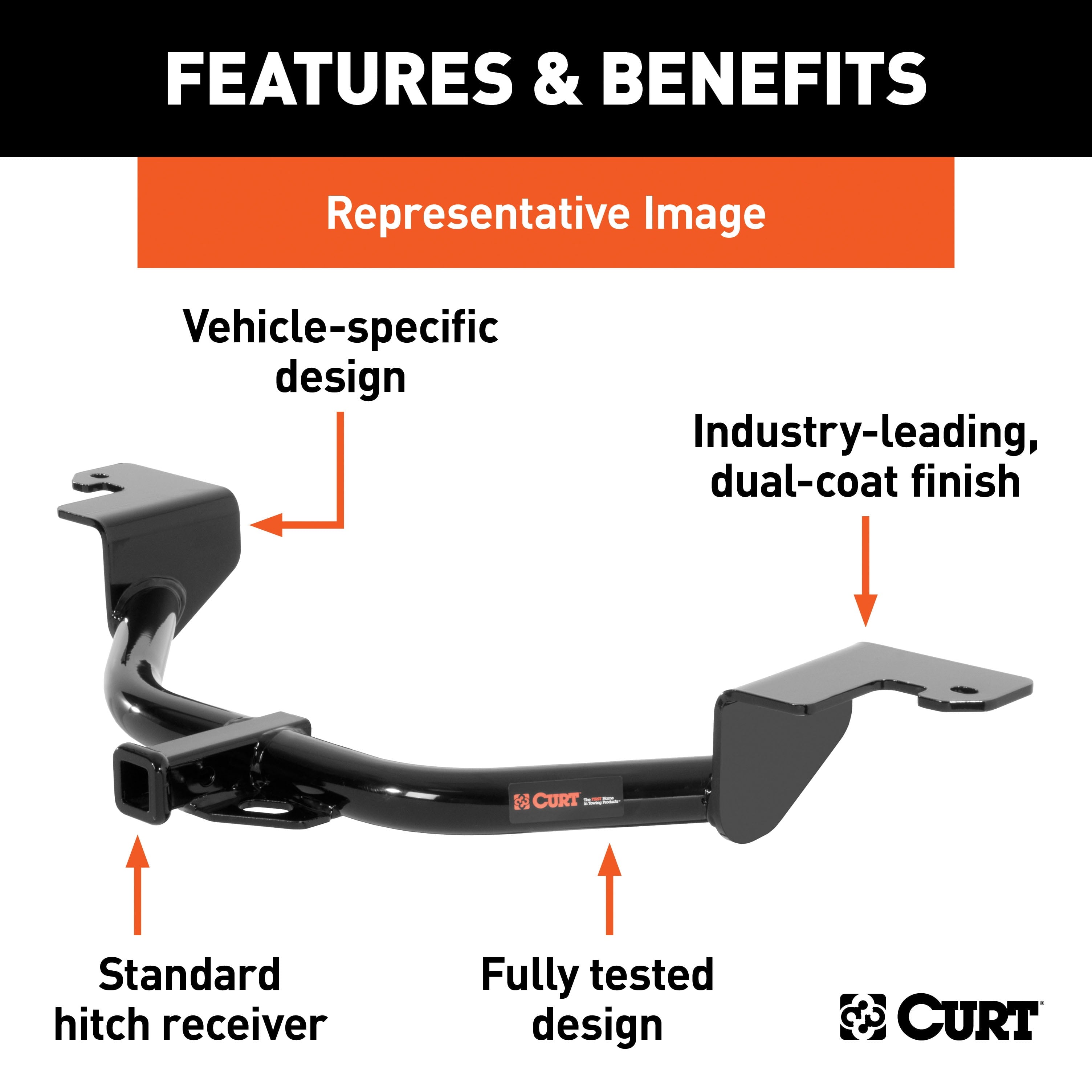 CURT 12232 Class 2 Trailer Hitch, 1-1/4-Inch Receiver, Compatible with Select Ford Taurus, Lincoln Continental, Mercury Sable