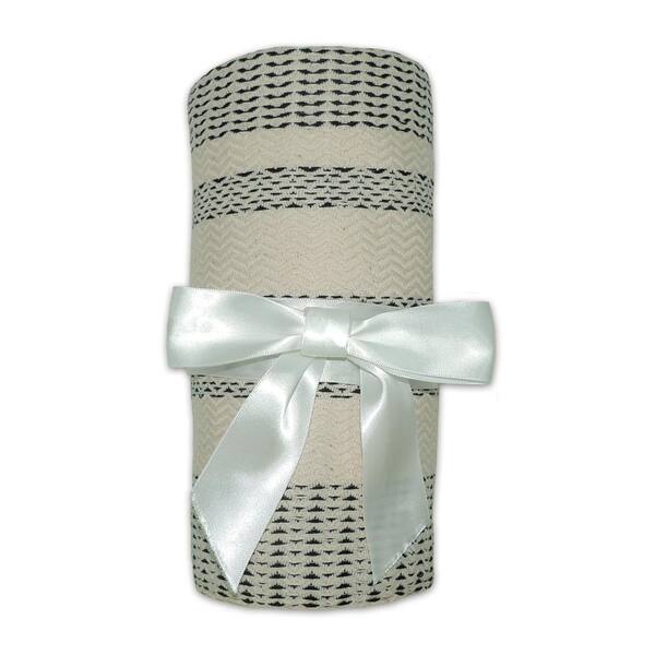 Wesley Navy/White Striped Farmhouse Organic Turkish Cotton Throw Blanket