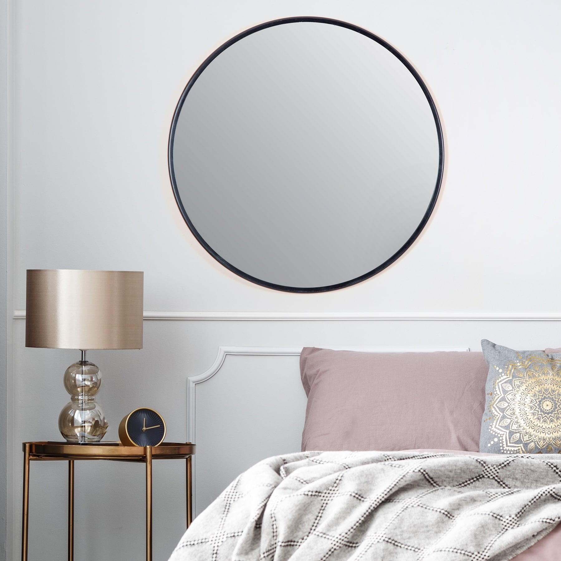 Habitat Adelina Black Circular Mirror