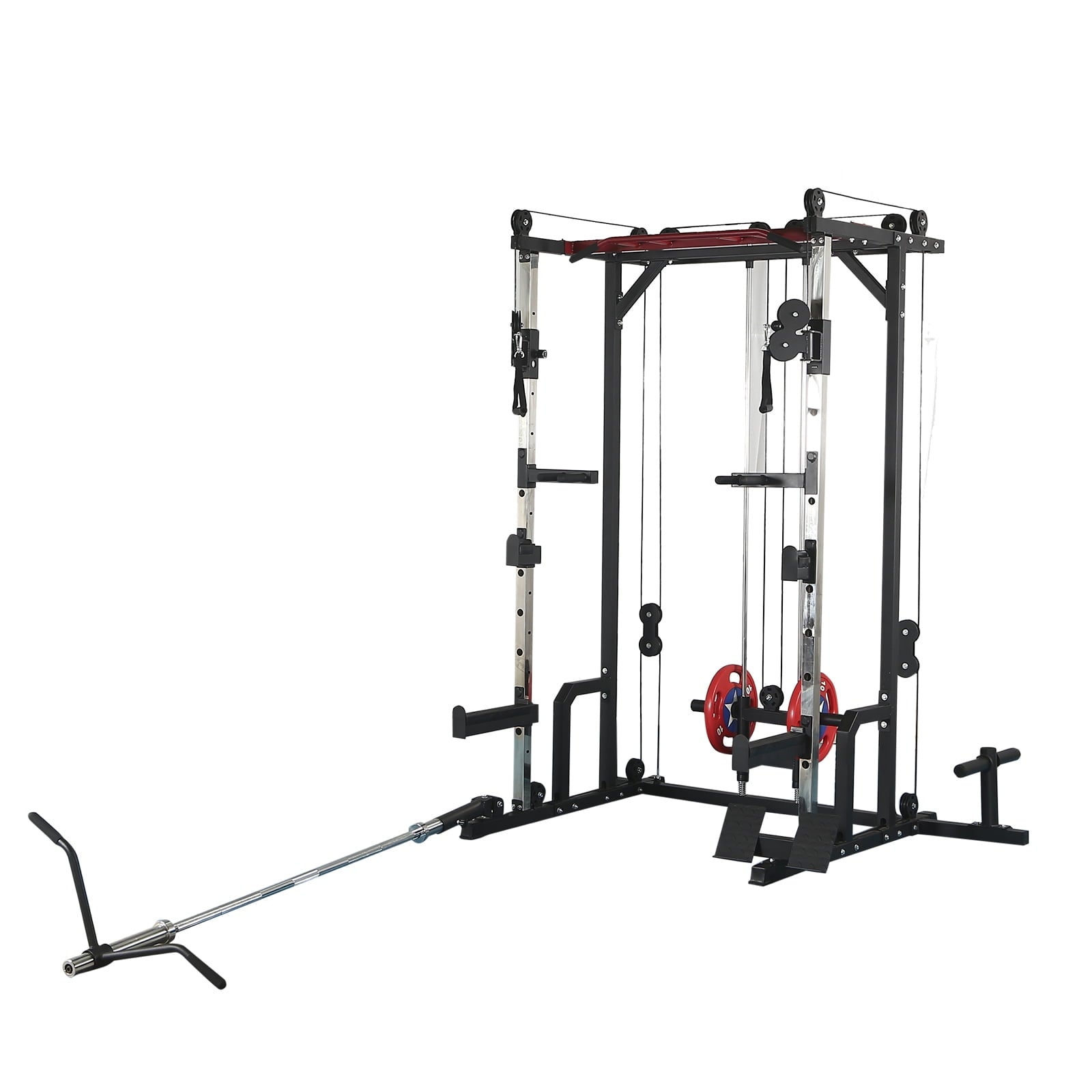 1400LBS Capacity Power Cage Rack, Professional Home Gym Equipment with Adjustable Cable Crossover System, Full Body Training System Heavy-Duty Squat Racks for Fitness Enthusiast