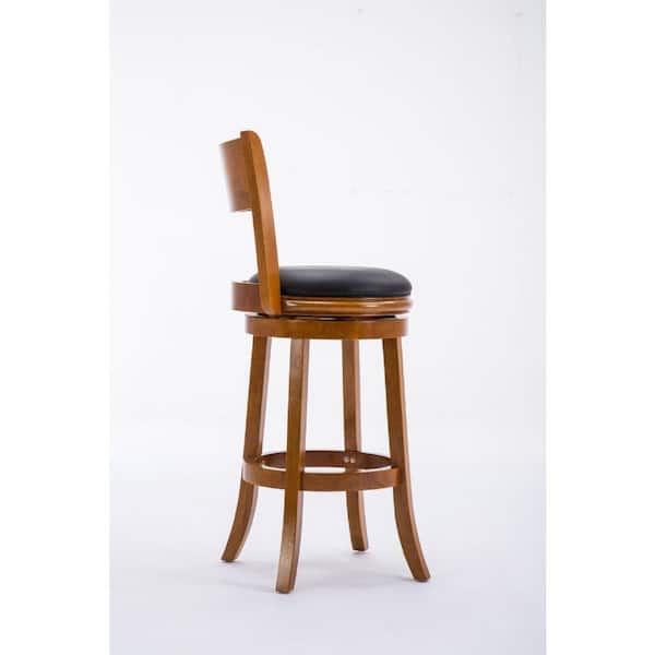 Palmetto 29 in. Fruitwood Swivel Cushioned Bar Stool
