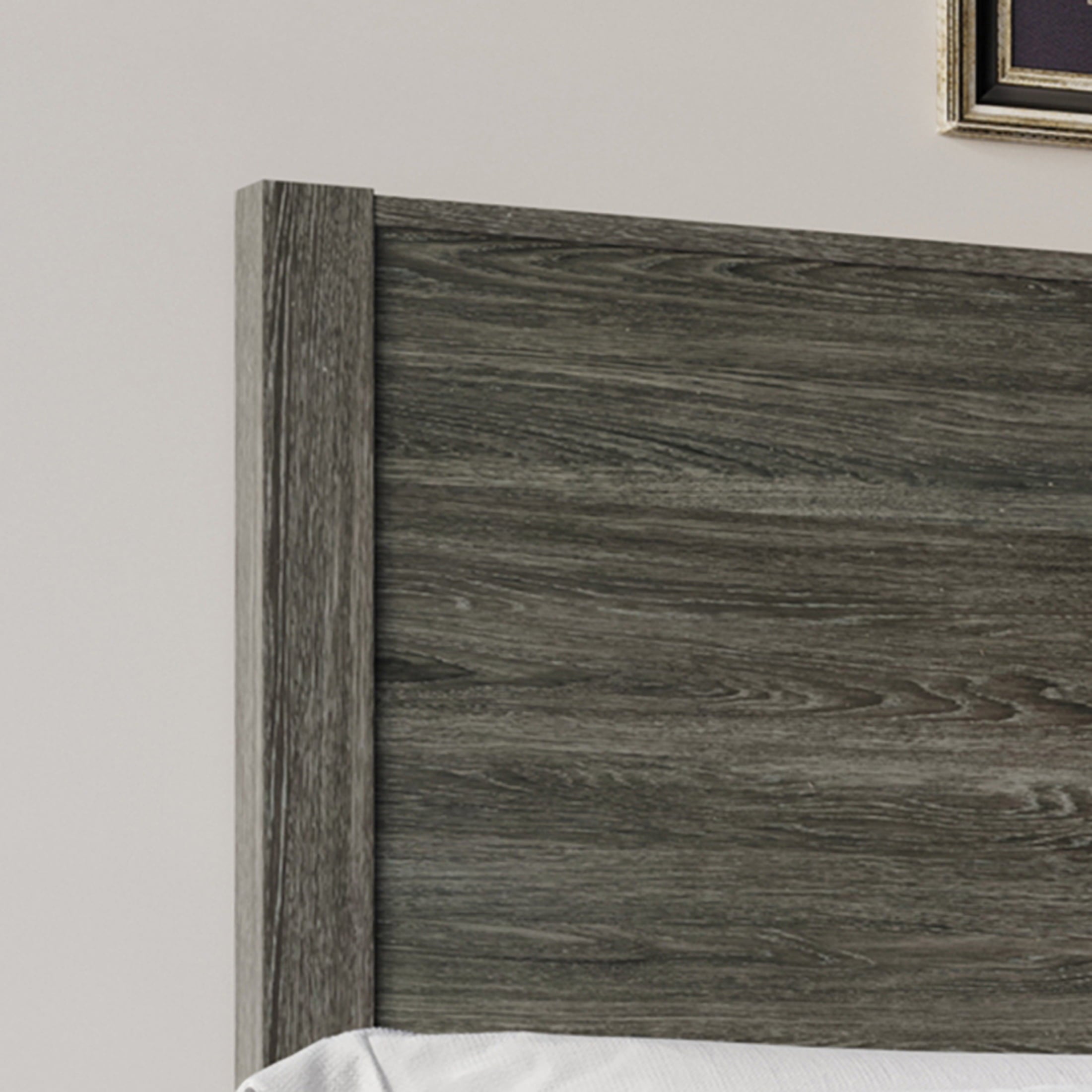 Castle Place Wood Panel Full Bed, Dark Grey