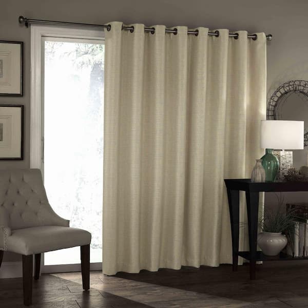 Bryson Thermaweave  Latte Solid Polyester 100 in. W x 84 in. L Room Darkening Single Grommet Top Curtain Panel
