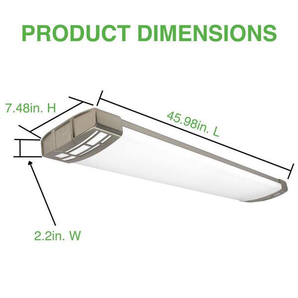 4 ft. 5250 Lumens Integrated LED Brushed Nickel Mission End Caps Wraparound Light Adjustable CCT Night Light (24-Pack)