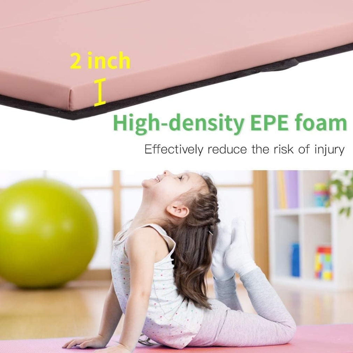 Bilot Thick Gymnastics , 4'x8'x2 Extra Thick High Density Anti-Tear Folding Tumbling Mats Gymnastics for Home, Gym Mat for MMA, Stretching Yoga Cheerleading Martial Arts