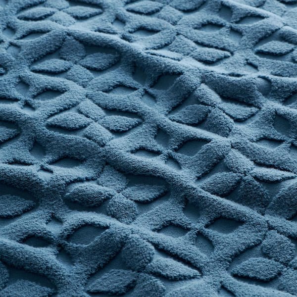 Company Cotton Jacquard Floral Slate Blue Cotton Single Bath Towel