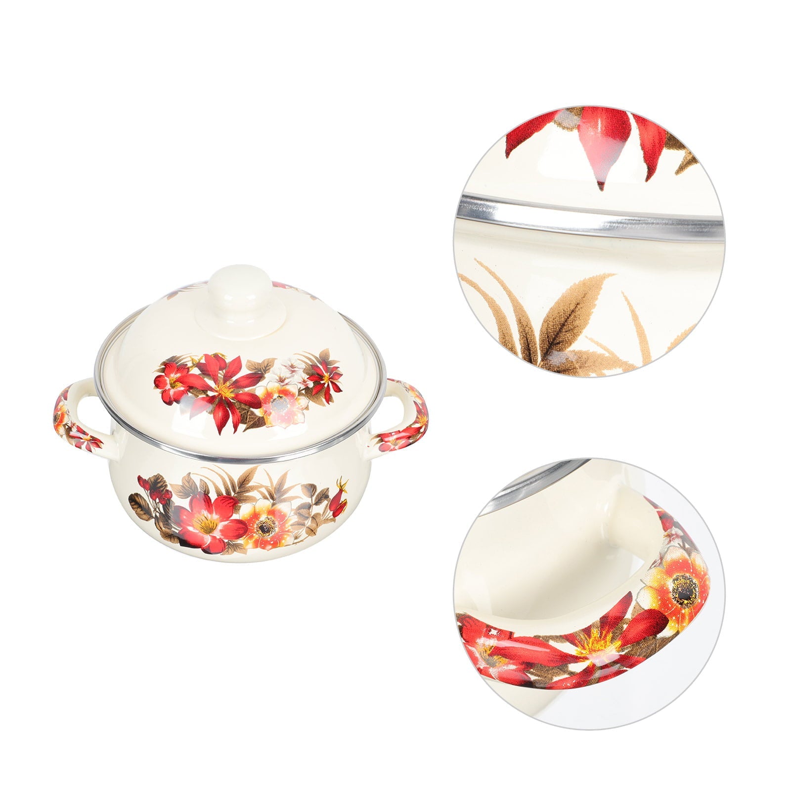 1PC Enamel Stew Pot Practical Cooking Pot Household Soup Pot Flat Bottom Milk Pot (Random Style)