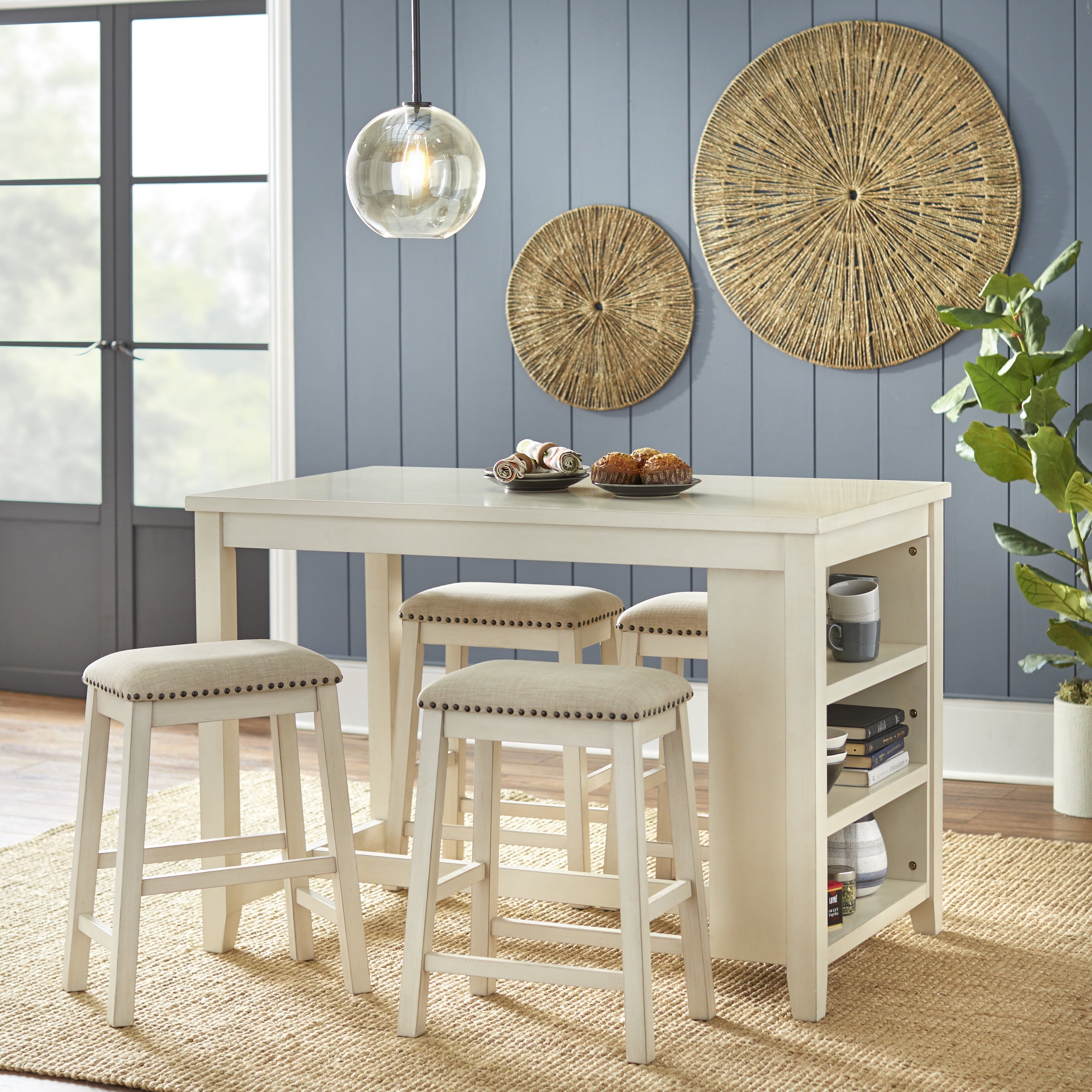TMS Tobias Rectangular Counter Height Dining Table, Antique White