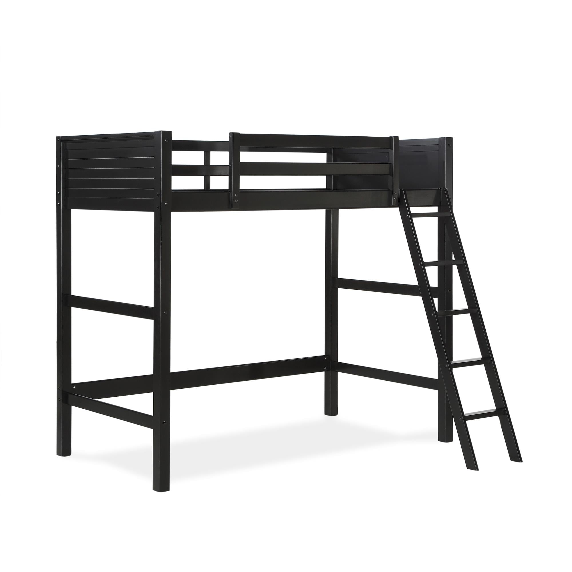 Your Zone Kiarah Twin Loft Bed with Ladder, Black