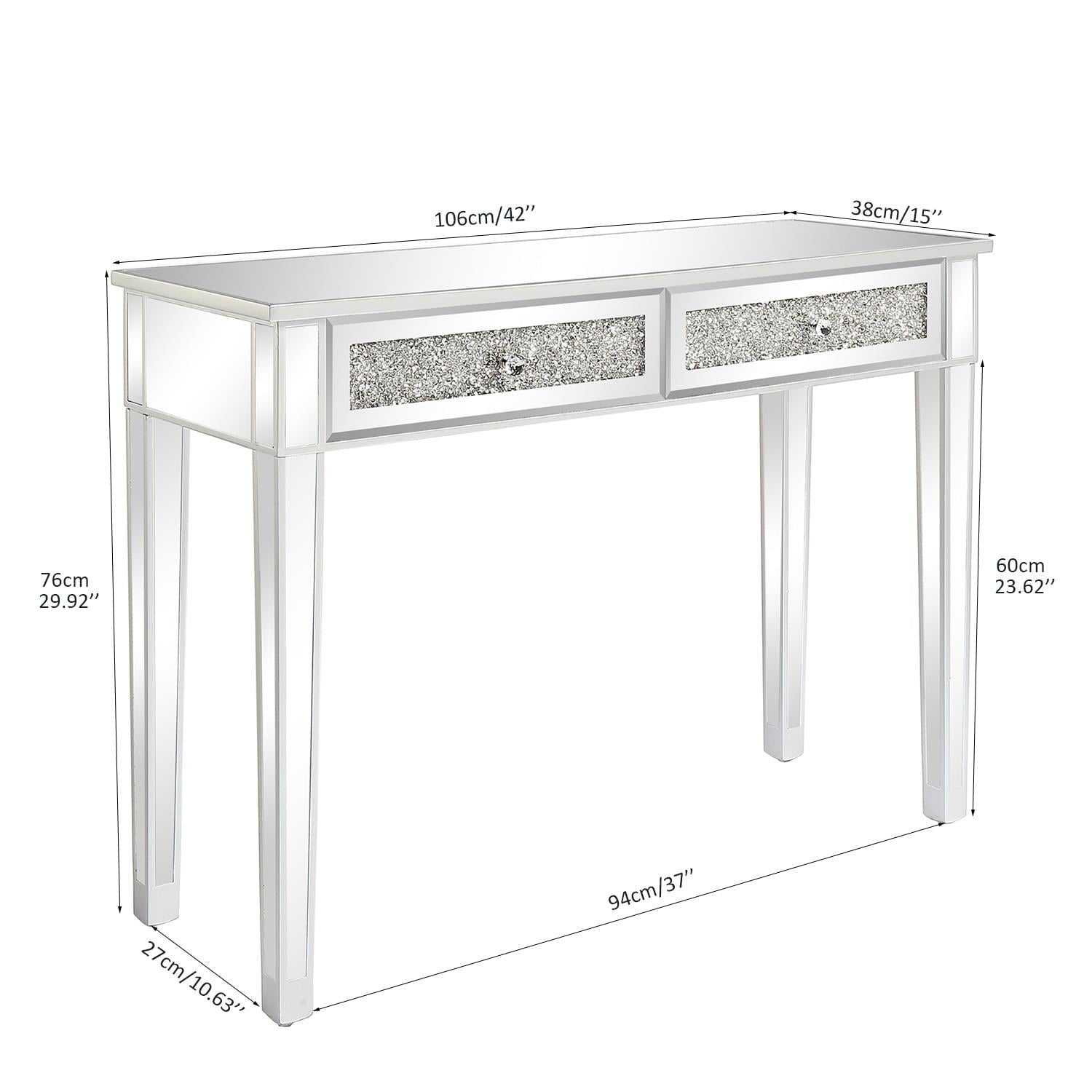 GoDecor Mirrored Vanity Desk with Drawers for Bedroom Silver Sofa Table Modern Console Table for Entryway/Foryer/Bedroom, Silver