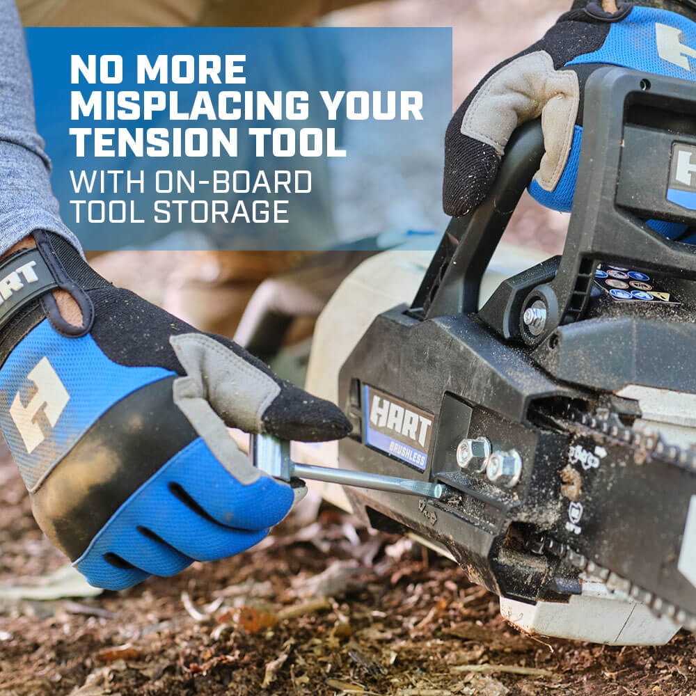 HART 40-Volt 16-inch SUPERCHARGE Battery-Powered Brushless Chainsaw Kit, (1) 4.0 Ah Lithium-Ion Battery