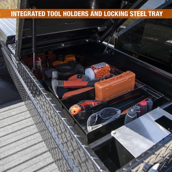 18 in. x 20 in. x 71 in. Diamond Tread Aluminum Gull Wing Top Mount Truck Tool Box