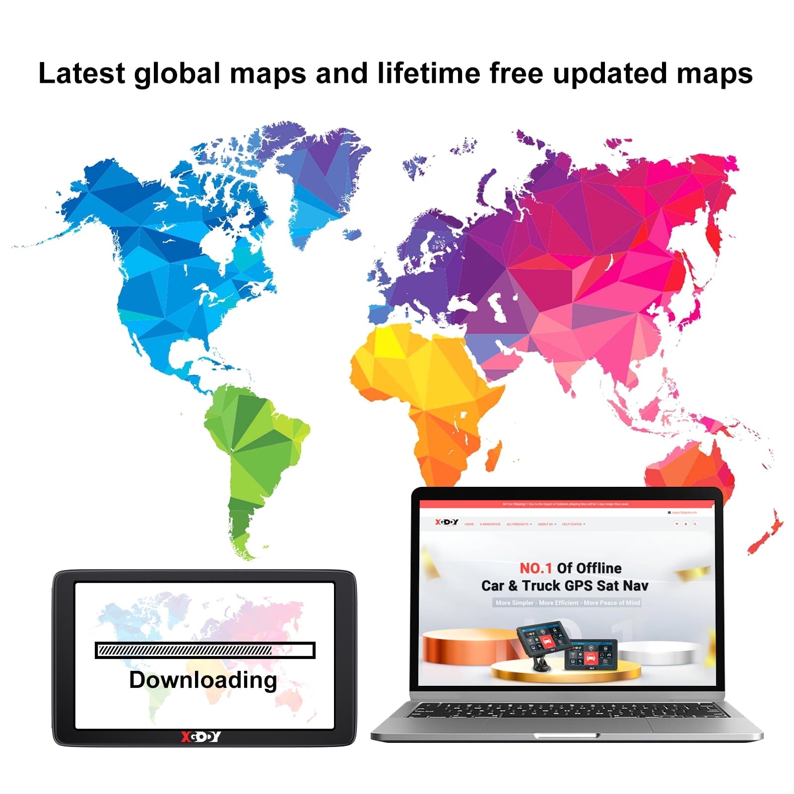 XGODY 7 inch GPS for Car GPS Navigation for Car 8GB+256 Truck GPS Sat Nav with Speed Voice Guidance Route Planning Lifetime Free Map Update