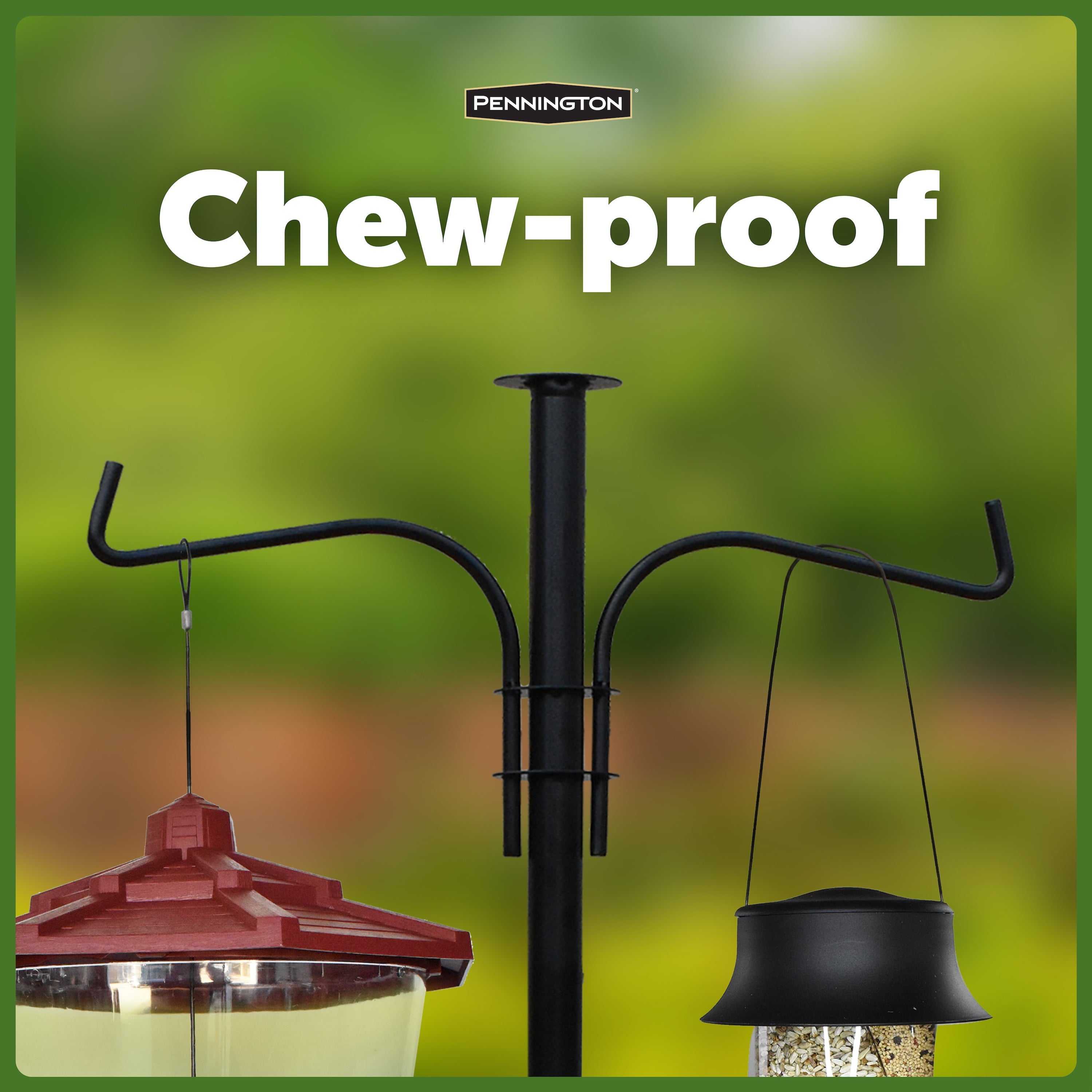 Pennington Premium Wild Bird Feeder Pole Plus, 5 feet Installed Height, Black