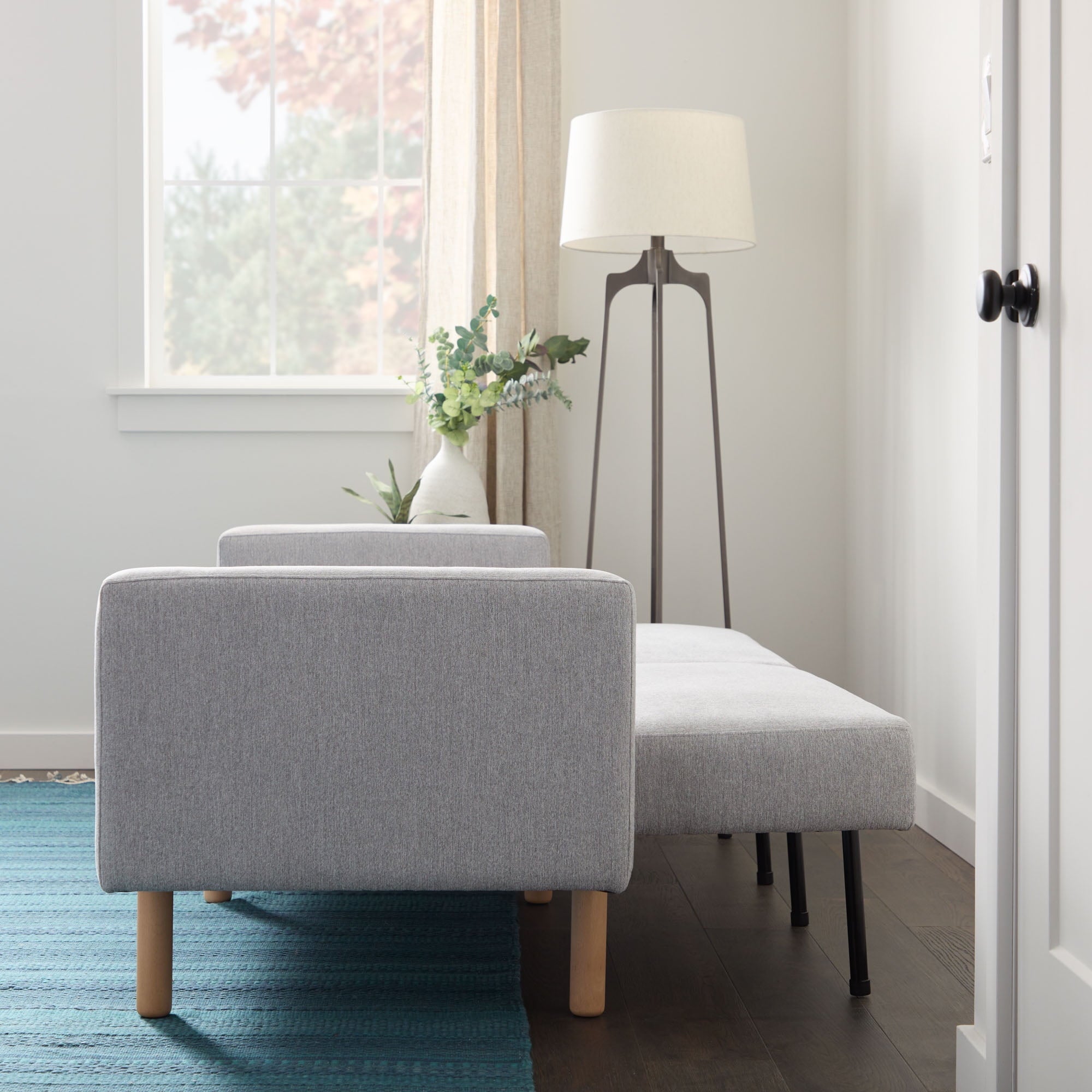 Mayview Upholstered Wood Base Futon, Light Gray