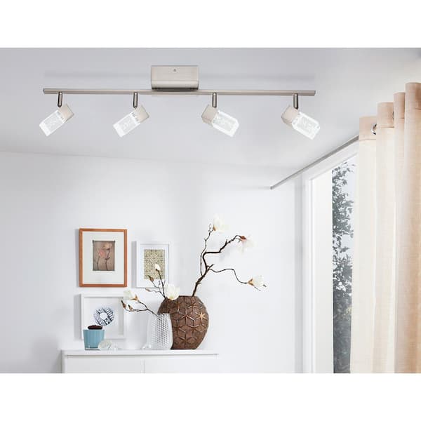 Cantil 33.19 in. Matte Nickel LED Track Lighting Kit with Clear Acrylic Shades