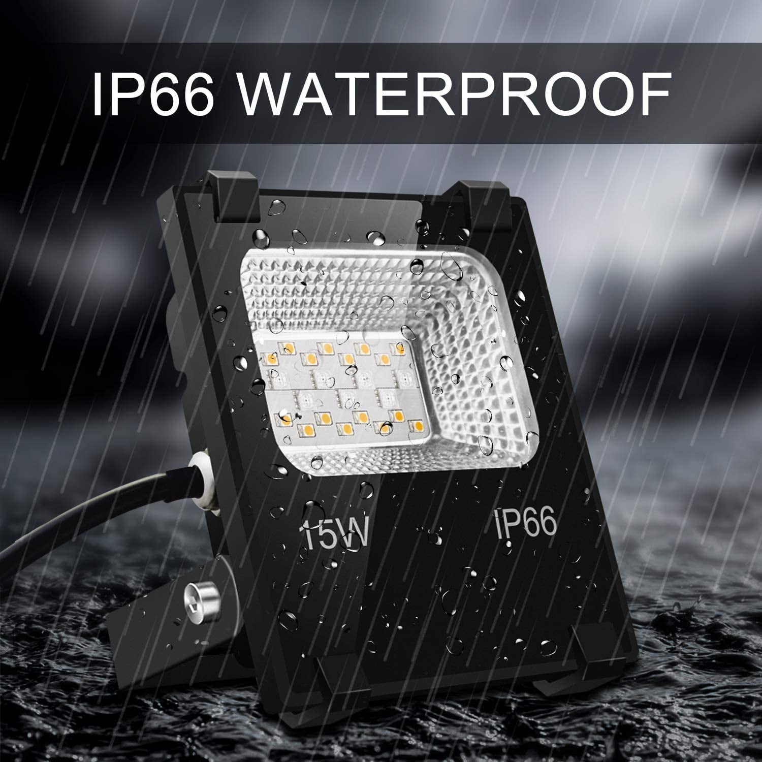 LED Flood Lights RGB Color Changing 100W Equivalent Outdoor, 15W Bluetooth Smart Floodlights RGB APP Control, IP66 Waterproof, Timing, 2700K&16 Million Colors 20 Modes for Garden Stage Lighting 4 Pack