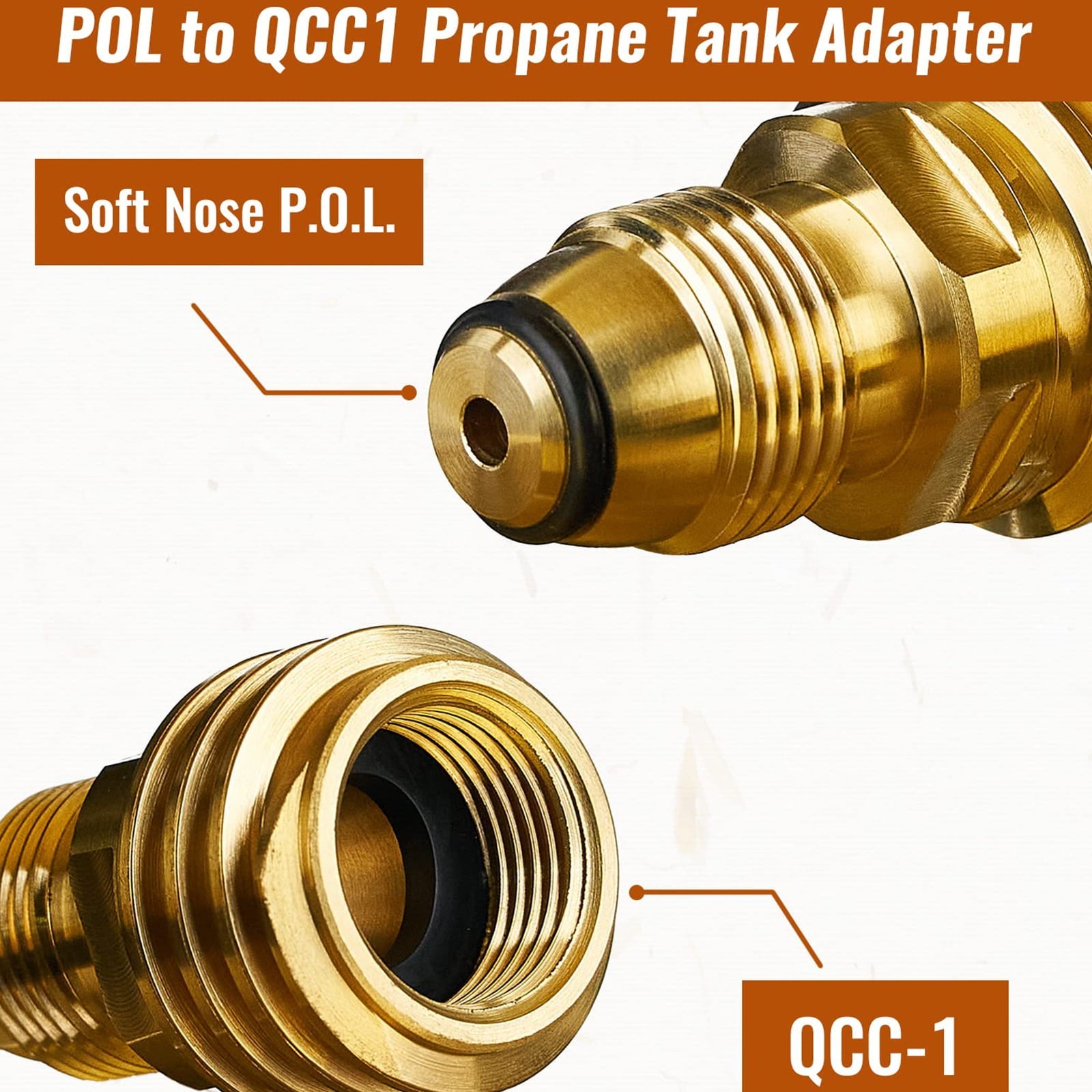 LANLIN Propane Gas Adapter Converts POL LP Tank Service Valve to QCC1/Type1 Outlet Brass Adapter Fitting