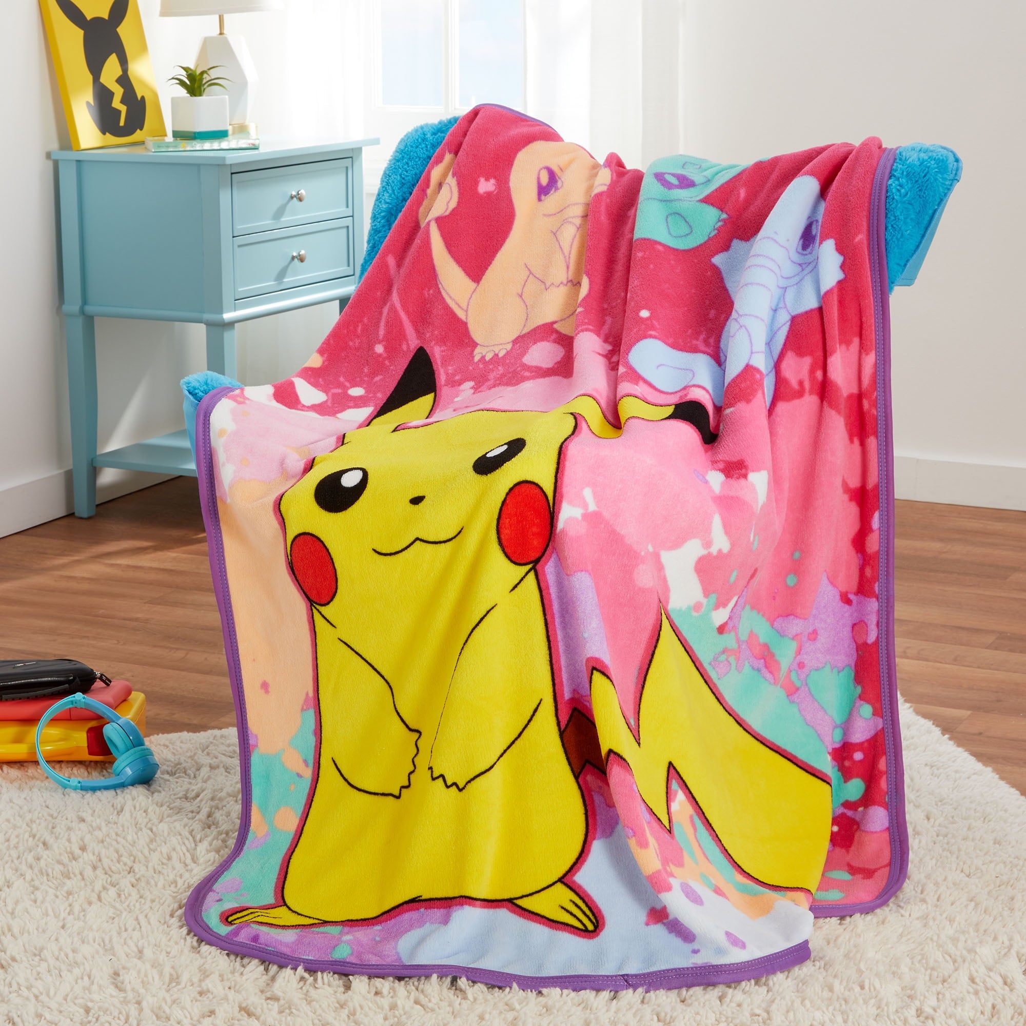 Pokemon Kids Coral Fleece Throw, 46 x60, Yellow and Red