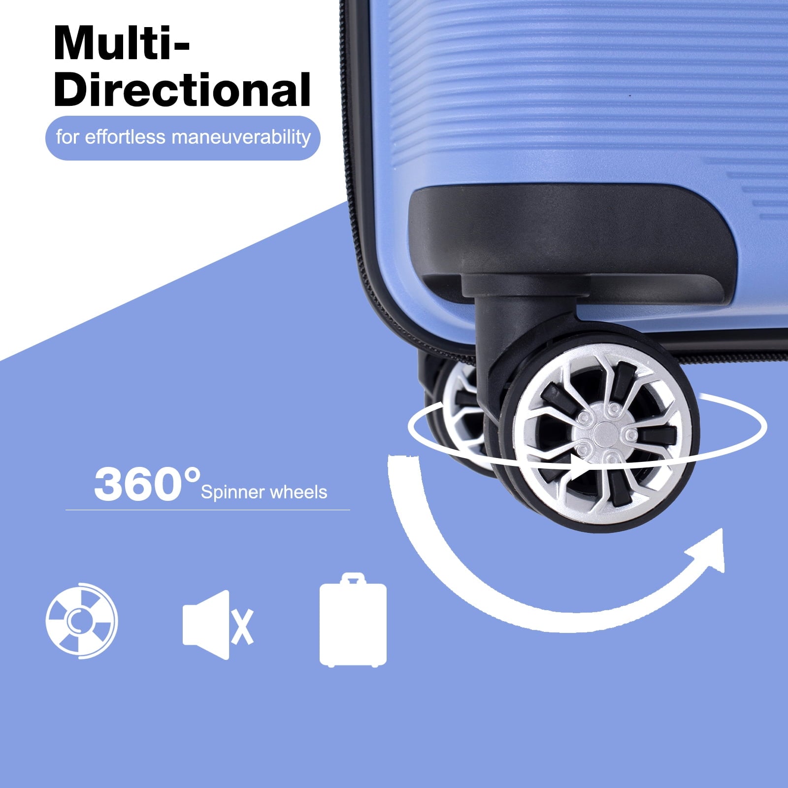 Tripcomp 3 Piece Luggage Sets, Hard shell Carry On Luggage, PP case with Two Hooks, Spinner Wheels, TSA Lock, Airline Approved, Lightweight Durable Suitcase, （20”24”28”）(Purplish Blue)