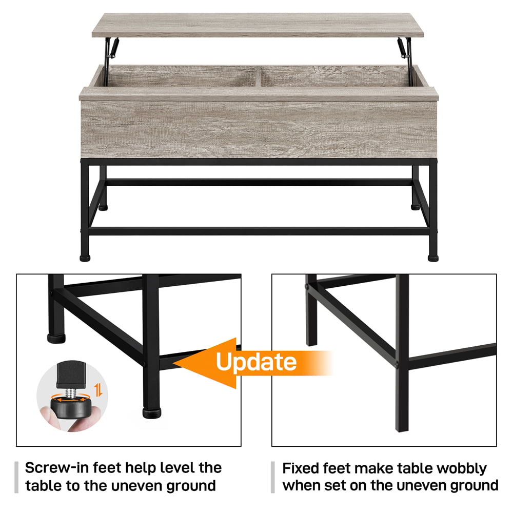 Alden Design Wood and Metal Lift Top Coffee Table, Rustic Gray