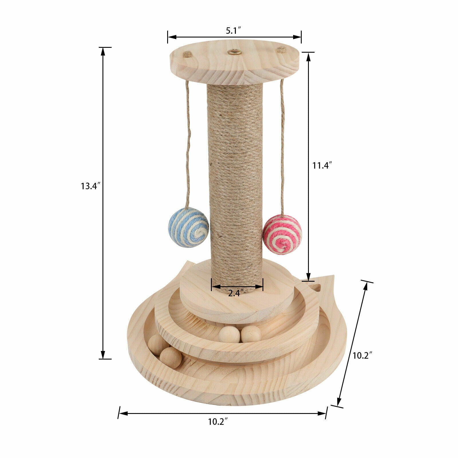 Lucky Monet Cat Scratching Post with Wooden Cat Toys Ball Track for Indoor Cats