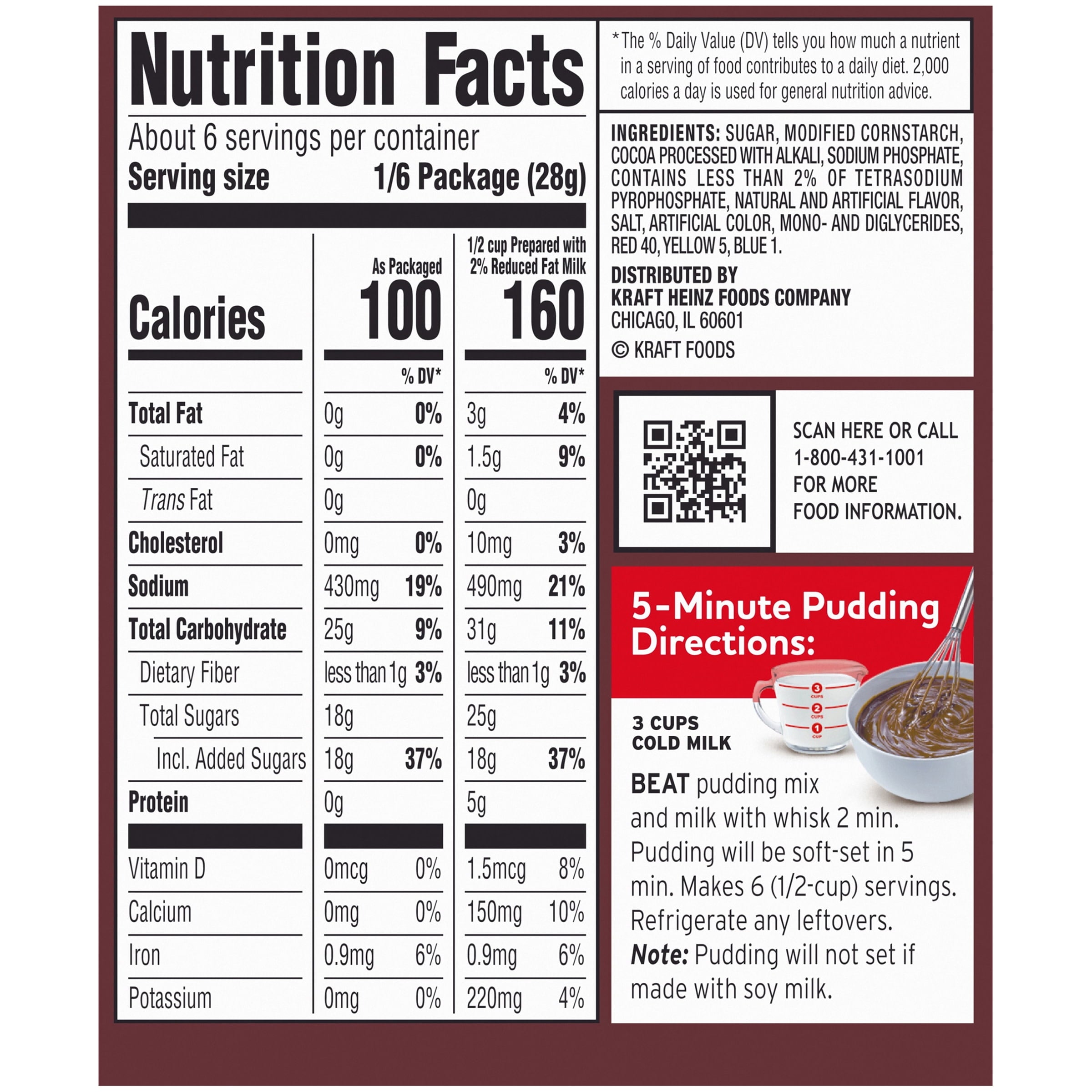 Jell-O Chocolate Instant Pudding Mix & Pie Filling, 5.9 oz. Box