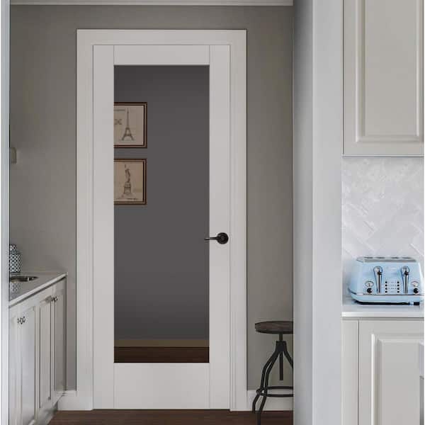 36 in. x 96 in. No Panel MODA Primed PMC1011 Solid Core Wood Interior Door Slab w/Clear Glass